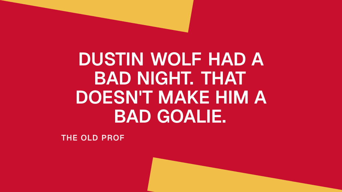 Dustin Wolf Had a Bad Night. That Doesn't Make Him a Bad Goalie. Placeholder Image