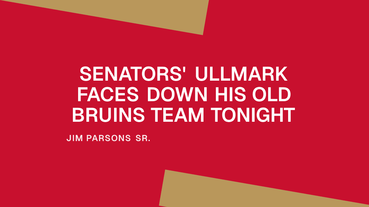 Senators' Ullmark Faces Down His Old Bruins Team Tonight