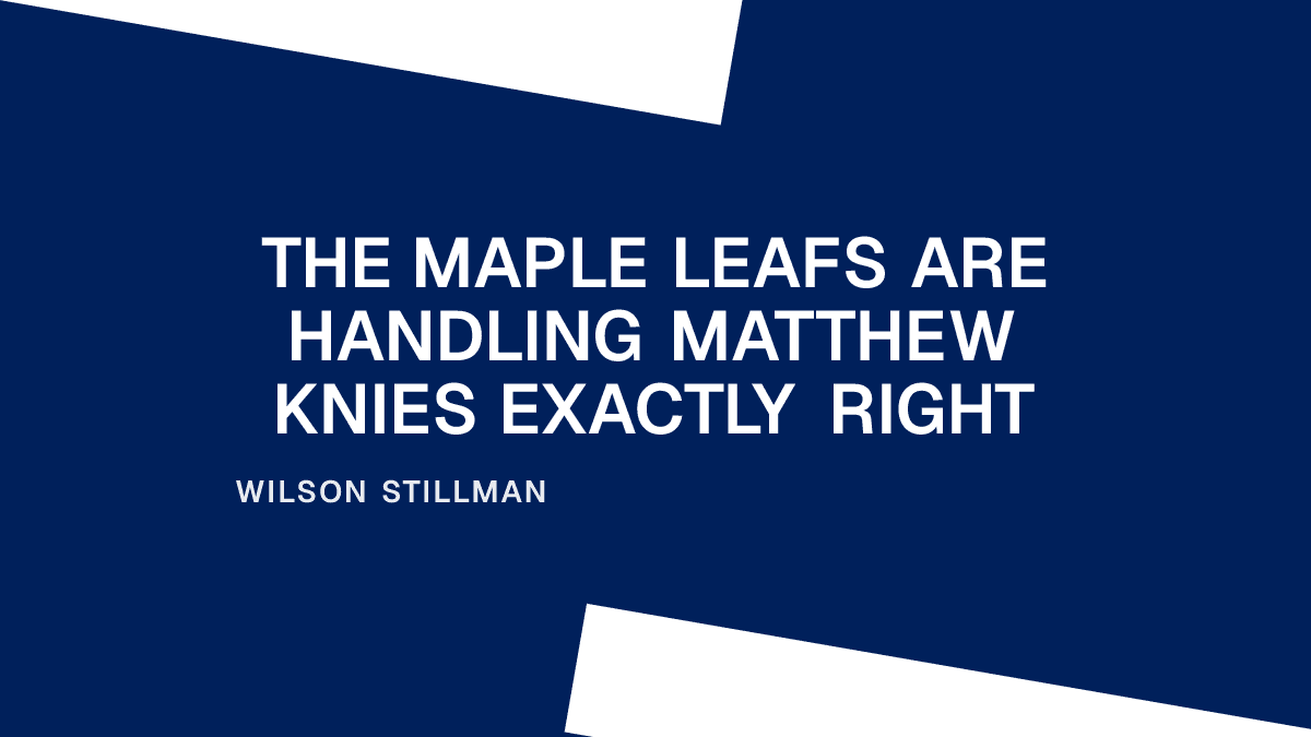 The Maple Leafs Are Handling Matthew Knies Exactly Right Placeholder Image