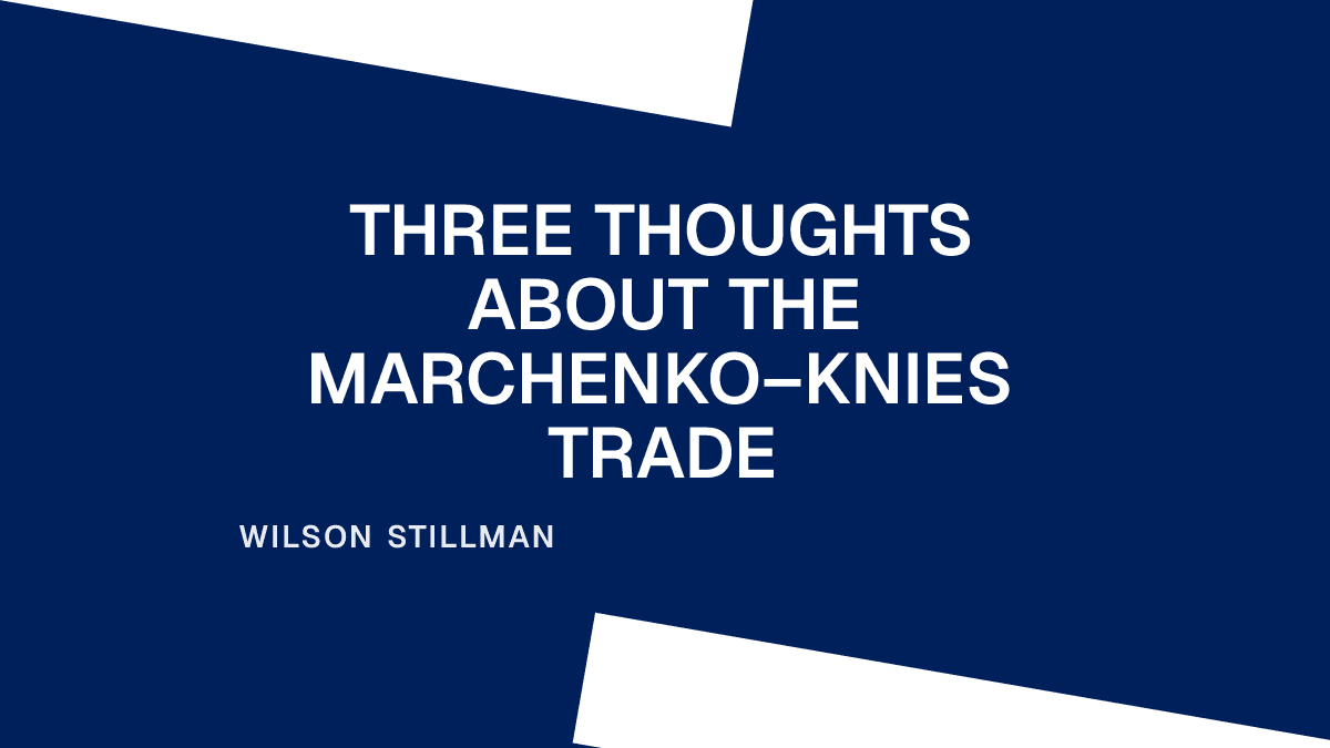 Three Thoughts About the Marchenko–Knies Trade